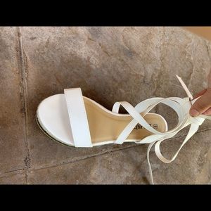 NWT platform ankle tie sandals